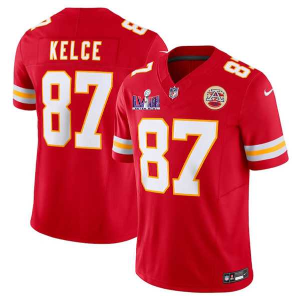 Men & Women & Youth Kansas City Chiefs #87 Travis Kelce Red F.U.S.E. Super Bowl LVIII Patch Vapor Untouchable Limited Jersey